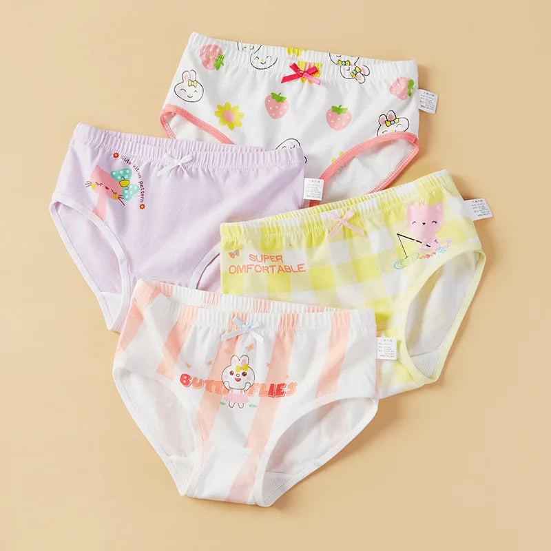 Lot de 4 Culottes Fille en Coton Doux – Confort Petit Trésor