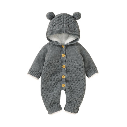 Barboteuse d'oreille 3D à manches longues pour bébés filles, combinaisons de batterie, tenues d'automne, vêtements en coton pour bébés, tenues de printemps, 0-24M