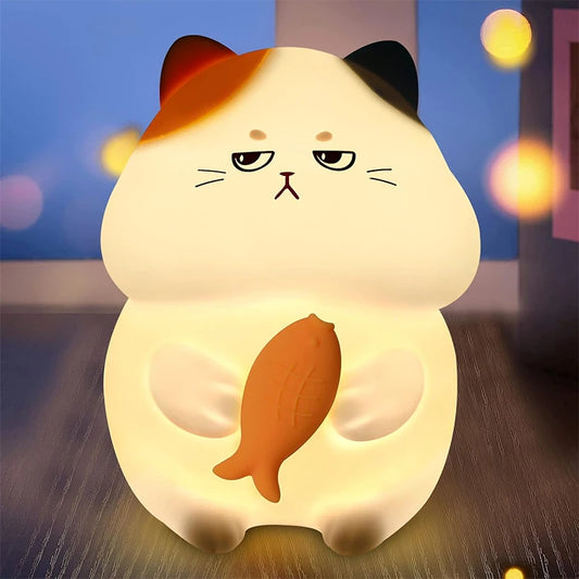 Veilleuse Chat Bébé Silicone Multicolore – Lampe Nuit Apaisante