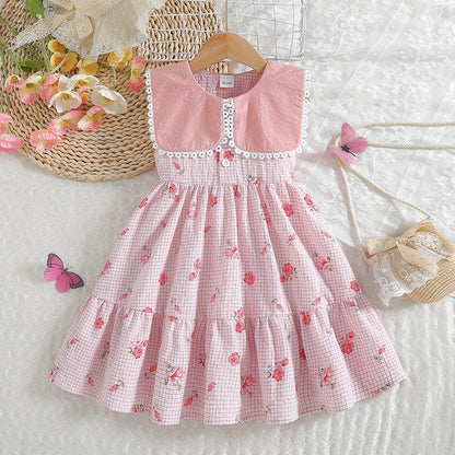 Robe rose imprimée – Fille (été)