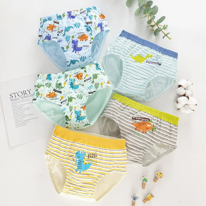 Sous-vêtements triangulaires en coton pour enfants, slips de haute qualité pour garçons, motif dinosaure, culottes douces et respirantes, 5/10 pièces