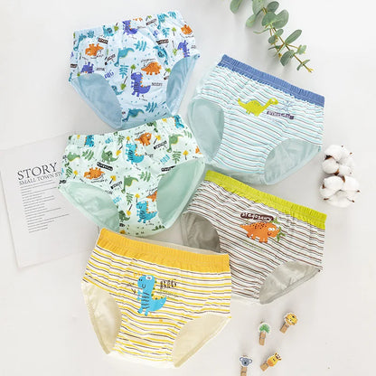 Sous-vêtements triangulaires en coton pour enfants, slips de haute qualité pour garçons, motif dinosaure, culottes douces et respirantes, 5/10 pièces