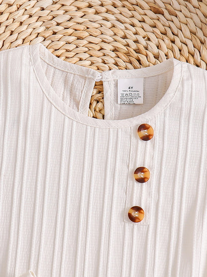 Robe blanche cérémonie – Nœud & plissé (Fille)