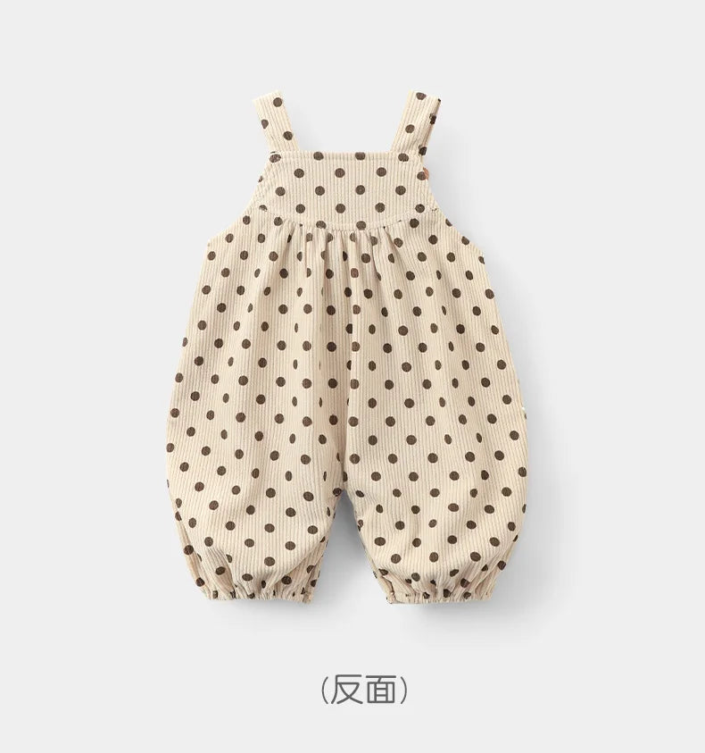Salopette Bébé Unisexe à Pois – Style Vintage (1–3 ans)