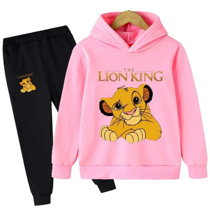 Ensemble enfant à capuche motif lion – Sweat + pantalon confortable (2 pièces)