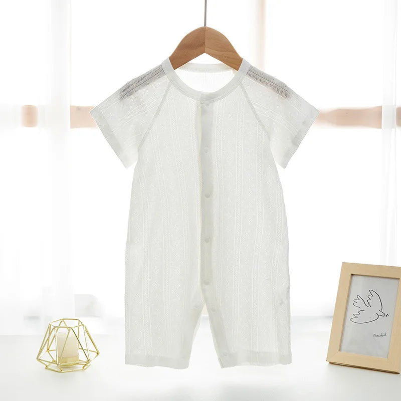 Barboteuse bébé 100 % coton (0–24 mois) – Pyjama d’été doux et respirant
