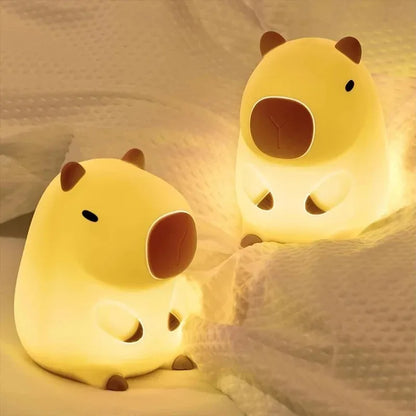 Mignon animal de compagnie Capybara veilleuse dessin animé Silicone créatif chevet sommeil nuit lampe pour chambre décor anniversaire cadeau liquidation vente