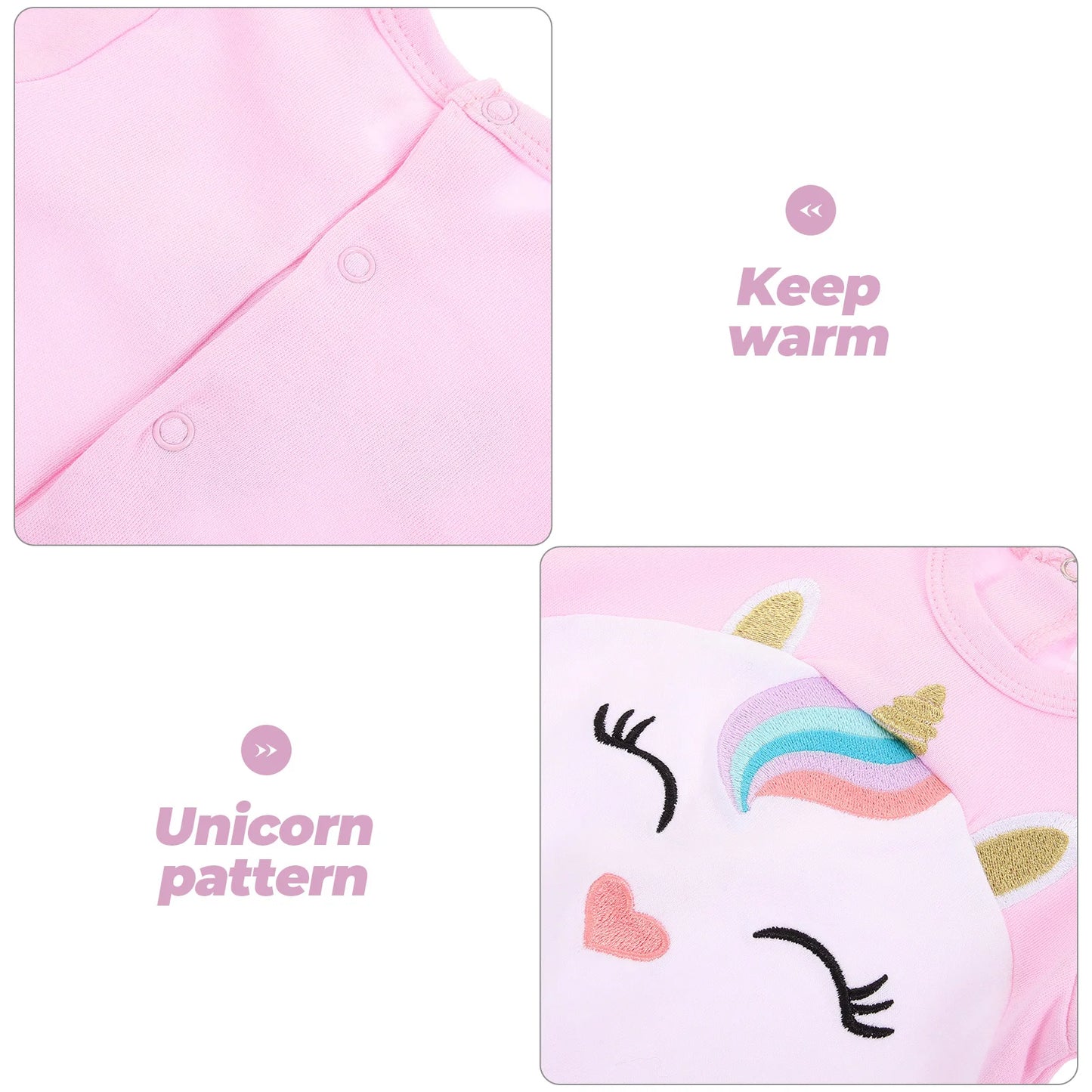 Pyjama licorne bébé fille en coton – Barboteuse à pieds manches longues
