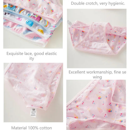 Lot de 3 culottes en coton pour filles, slips courts pour enfants, sous-vêtements pour enfants, Shorts de dessin animé, culottes en dentelle mignonnes, nouvelle collection 2024