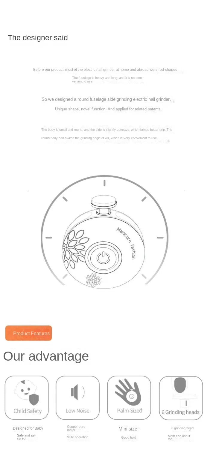 Kit manucure bébé électrique – Lime douce & sécuritaire – Pour nouveau-nés et bébés