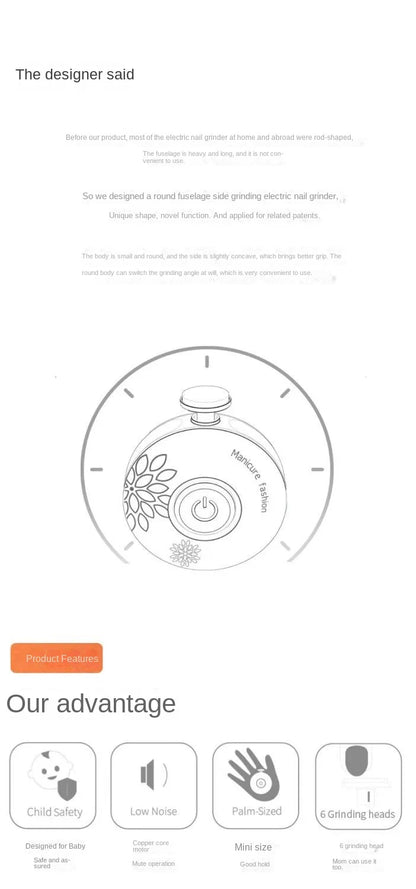 Kit manucure bébé électrique – Lime douce & sécuritaire – Pour nouveau-nés et bébés