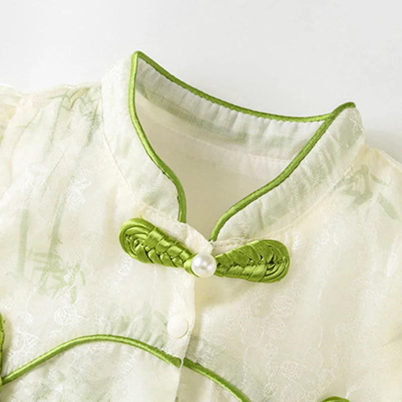 Combinaison bébé fille style Cheongsam chinois – Motif panda – 0 à 24 mois