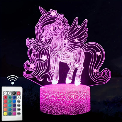 Veilleuse 3D Licorne – 16 couleurs – Tactile & télécommande – Ambiance chambre enfant