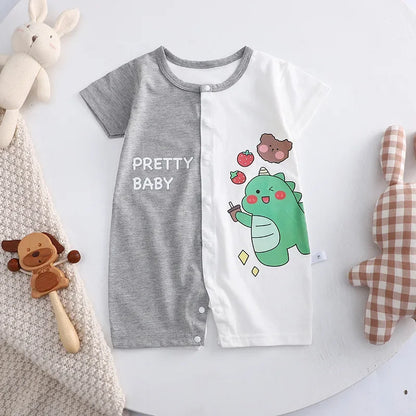 Vêtements pour nouveau-né garçon et fille, body en coton, barboteuse d'été à manches courtes, vêtements de nuit pour nourrissons et tout-petits