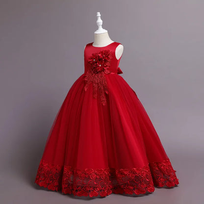 Robe de Princesse en Tulle & Dentelle – Cérémonie & Fête pour Fille (7–13 ans)