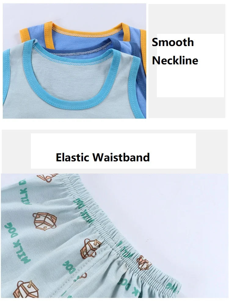 Ensemble d’été 2 pièces pour enfants – Débardeur et short en coton respirant, style décontracté unisexe