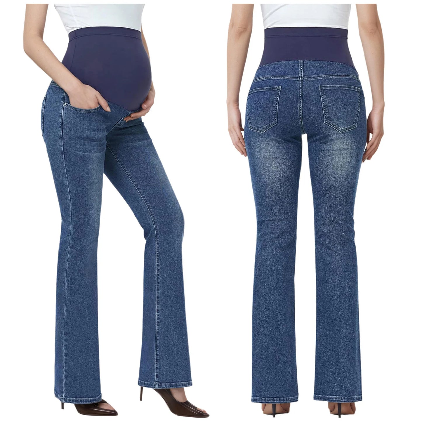 Jean Maternité Confort Absolu – Taille Haute avec Soutien Évolutif