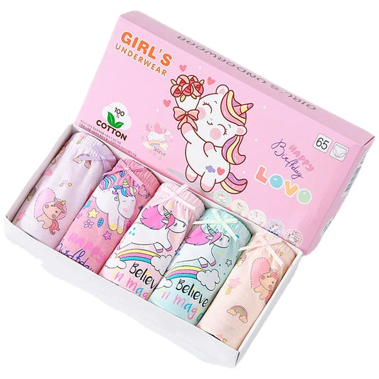 Lot de 5 Culottes Fille Licorne en Coton Doux – Confort Petit Trésor