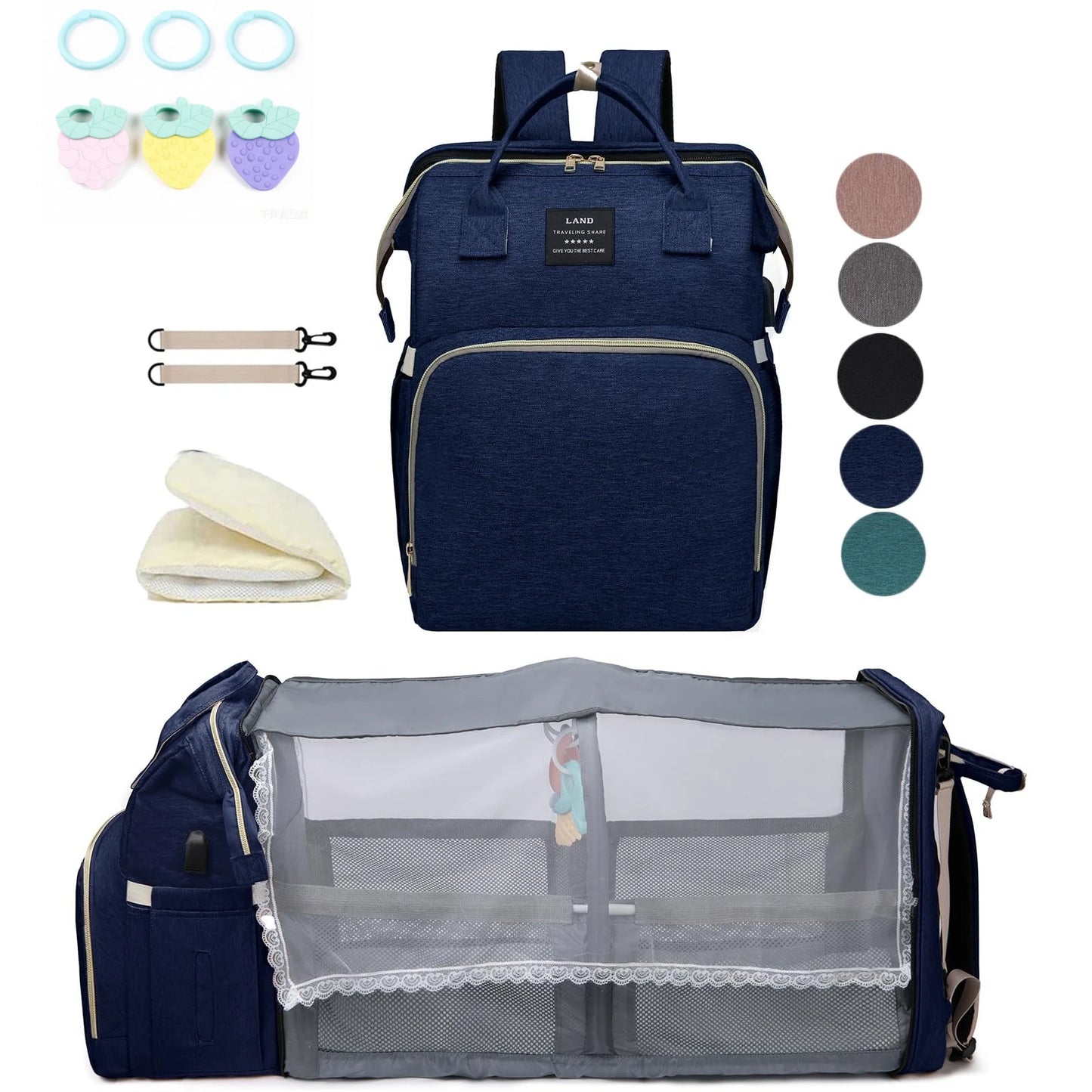 Sac à Dos Bébé avec Lit Pliable Intégré – Sac à Langer Multifonction pour Parents