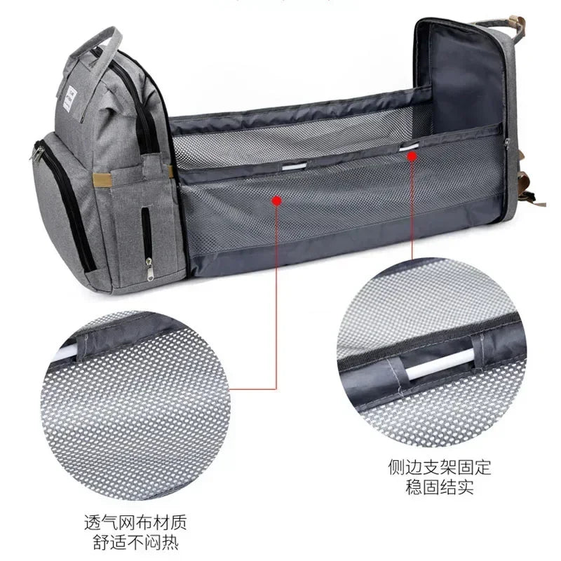 Sac à Dos Bébé avec Lit Pliable – Sac à Langer Multifonction pour Parents