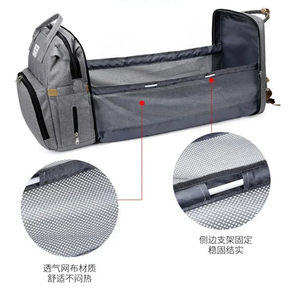 Sac à Dos Bébé avec Lit Pliable – Sac à Langer Multifonction pour Parents