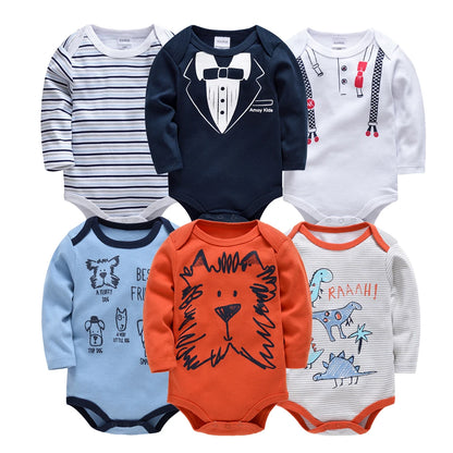 Lot de 3 ou 6 Bodies Bébé Garçon en Coton – Confort Doux & Motifs Adorables (0–12 mois)