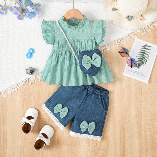 Ensemble Petite Princesse – Tenue Chic 3 Pièces avec Sac Assorti
