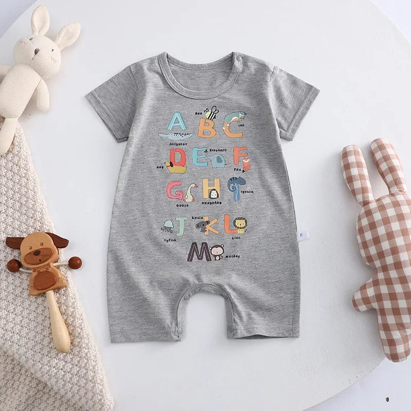 Vêtements pour nouveau-né garçon et fille, body en coton, barboteuse d'été à manches courtes, vêtements de nuit pour nourrissons et tout-petits