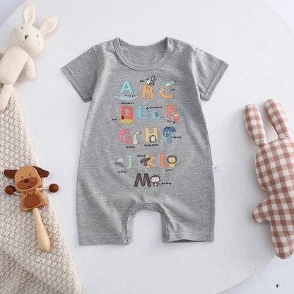 Vêtements pour nouveau-né garçon et fille, body en coton, barboteuse d'été à manches courtes, vêtements de nuit pour nourrissons et tout-petits