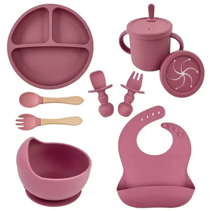 Ensemble repas enfant en silicone alimentaire – Assiette, bol, tasse & accessoires