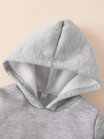 Sweat à capuche en polaire à manches longues pour nouveau-né garçon, avec lettres de dessin animé imprimées cœur, ensemble pantalon de sport décontracté, automne hiver