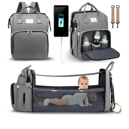 Sac à Langer Bébé avec Lit Pliant – Sac à Dos Multifonction Grande Capacité