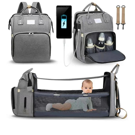 Sac à Langer Bébé avec Lit Pliant – Sac à Dos Multifonction Grande Capacité