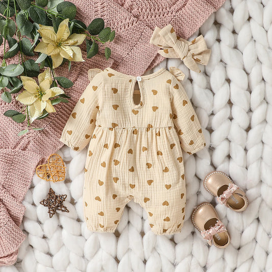 Combinaison Bébé Fille en Coton avec Nœud – Douce & Élégante