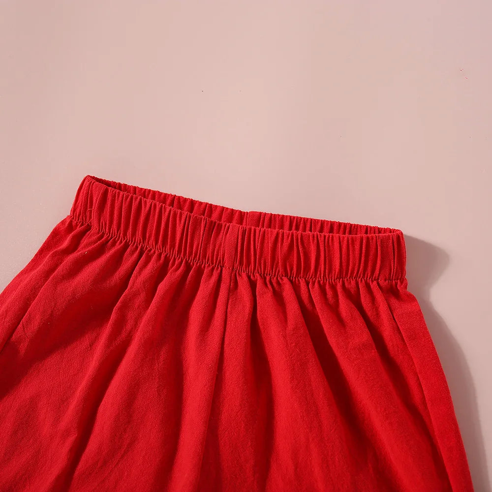 Ensemble d’été fille 2 pièces – Haut fleuri à manches courtes & short uni