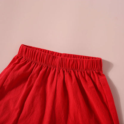 Ensemble d’été fille 2 pièces – Haut fleuri à manches courtes & short uni
