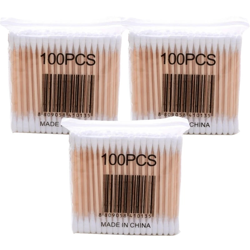 Boîte de rangement pour coton-tige, Double tête en bois pour bébé, couverture carrée transparente en bambou, organisateur de cure-dents pour coton-tige