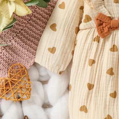 Combinaison Bébé Fille en Coton avec Nœud – Douce & Élégante