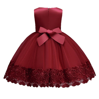 Robe de Princesse en Dentelle & Fleurs – Cérémonie Élégante pour Fille