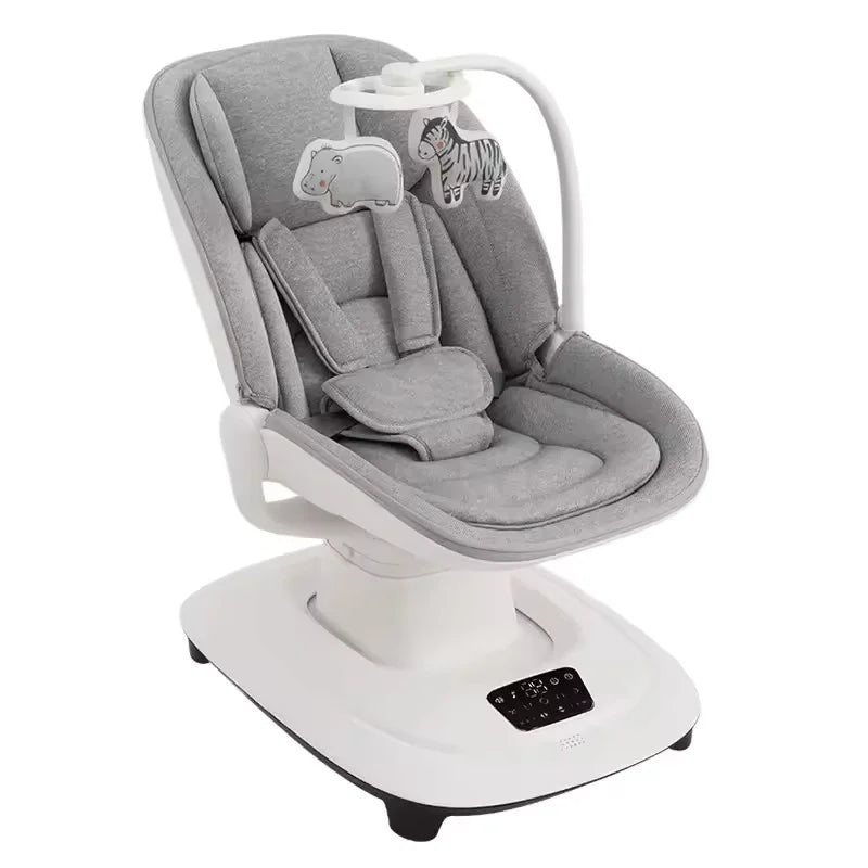 Chaise apaisante électrique connectée pour bébé – Transat à bascule de luxe avec application mobile (0–36 mois)
