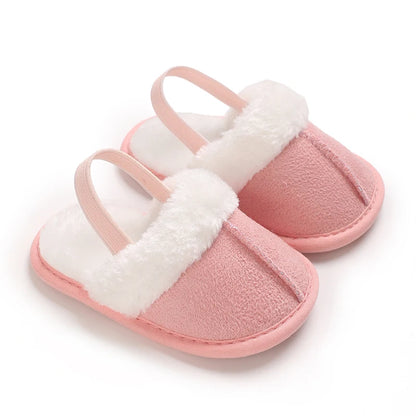 Pantoufles bébé coton doublées – Chaudes & confortables – Semelle douce (0–18 mois)