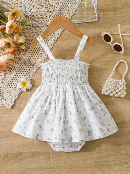 Robe Fleurie Bébé Fille avec Short de Sécurité – Ensemble Estival