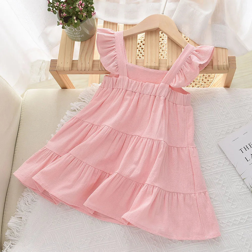 Robe Vintage Brodée Fleurie – Beige Crème (Fille)