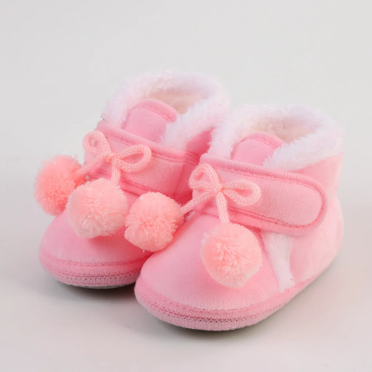 Nouvelle mode chaussures confortables nouveau-né bébé filles garçons chaussons souples solide pompon bottes de neige infantile enfant en bas âge nouveau-né chaussures chauffantes