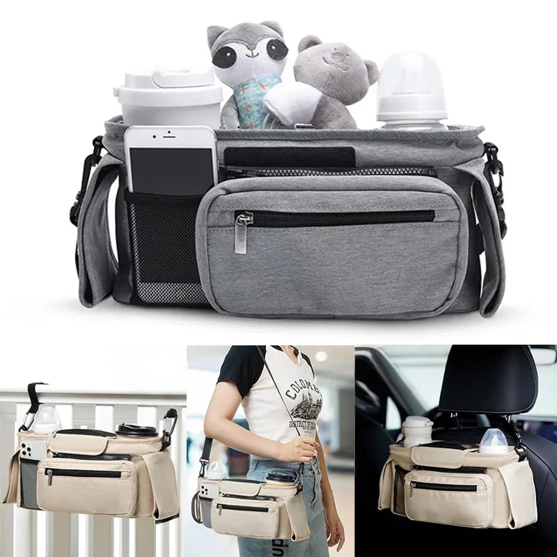 Sac Organisateur de Poussette Bébé – Grande Capacité avec Porte-Biberon et Poches Multifonctions