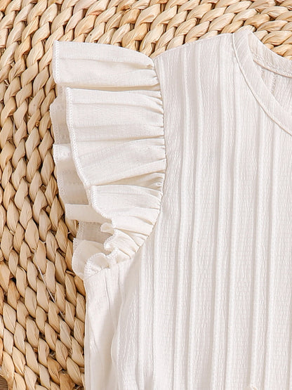 Robe blanche cérémonie – Nœud & plissé (Fille)