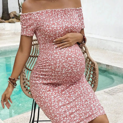 Robe de Maternité Élégante Fleurie – Style Coréen Chic pour Future Maman