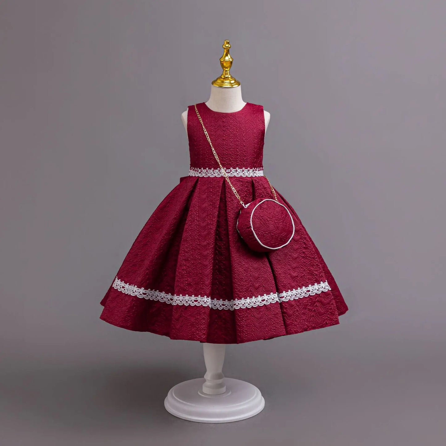 Robe Princesse Élégante Fille – Manches Longues avec Sac Assorti