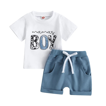 Ensemble d’été bébé garçon 2 pièces – T-shirt imprimé & short confortable (6 à 36 mois)