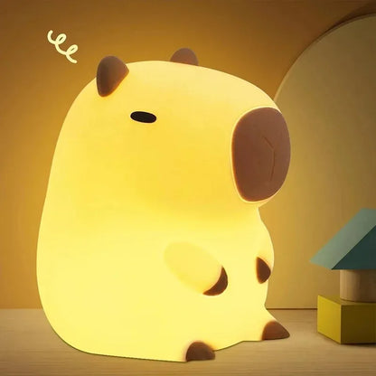 Mignon animal de compagnie Capybara veilleuse dessin animé Silicone créatif chevet sommeil nuit lampe pour chambre décor anniversaire cadeau liquidation vente